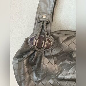 Elegant Gray Woven Handbag